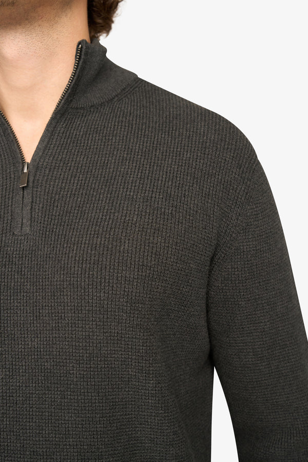 Peak Waffle Zipper Pullover Antra