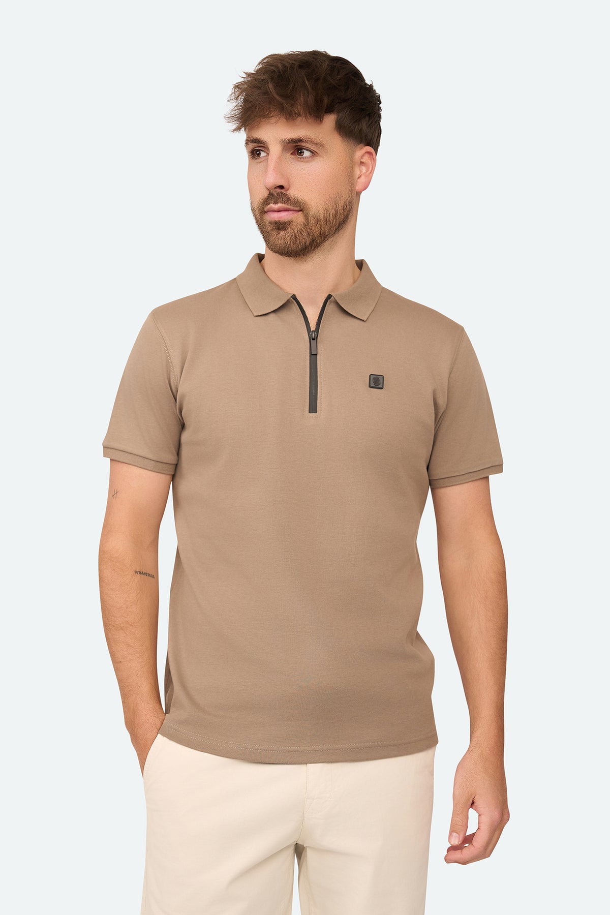 Shortsleeve Polo Olroy Taupe
