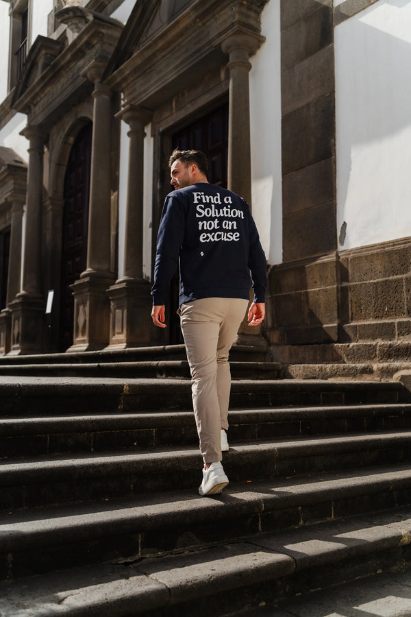 Statement Crewneck Sweater Navy