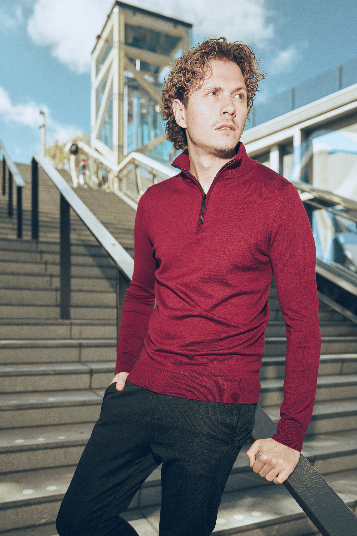 Reißverschlusspullover Simon Bordeaux