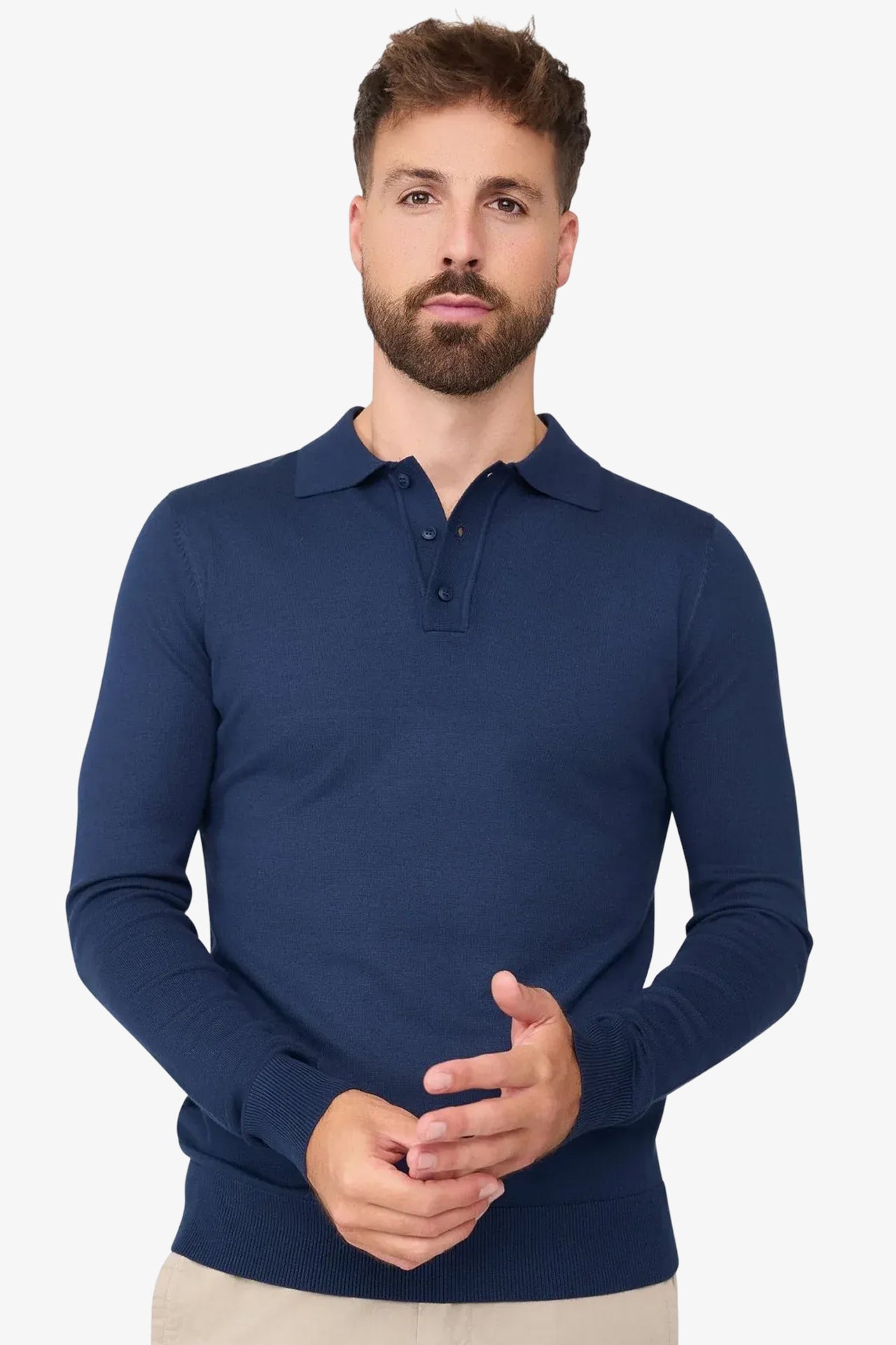 Langarmpolo Ralf Navy
