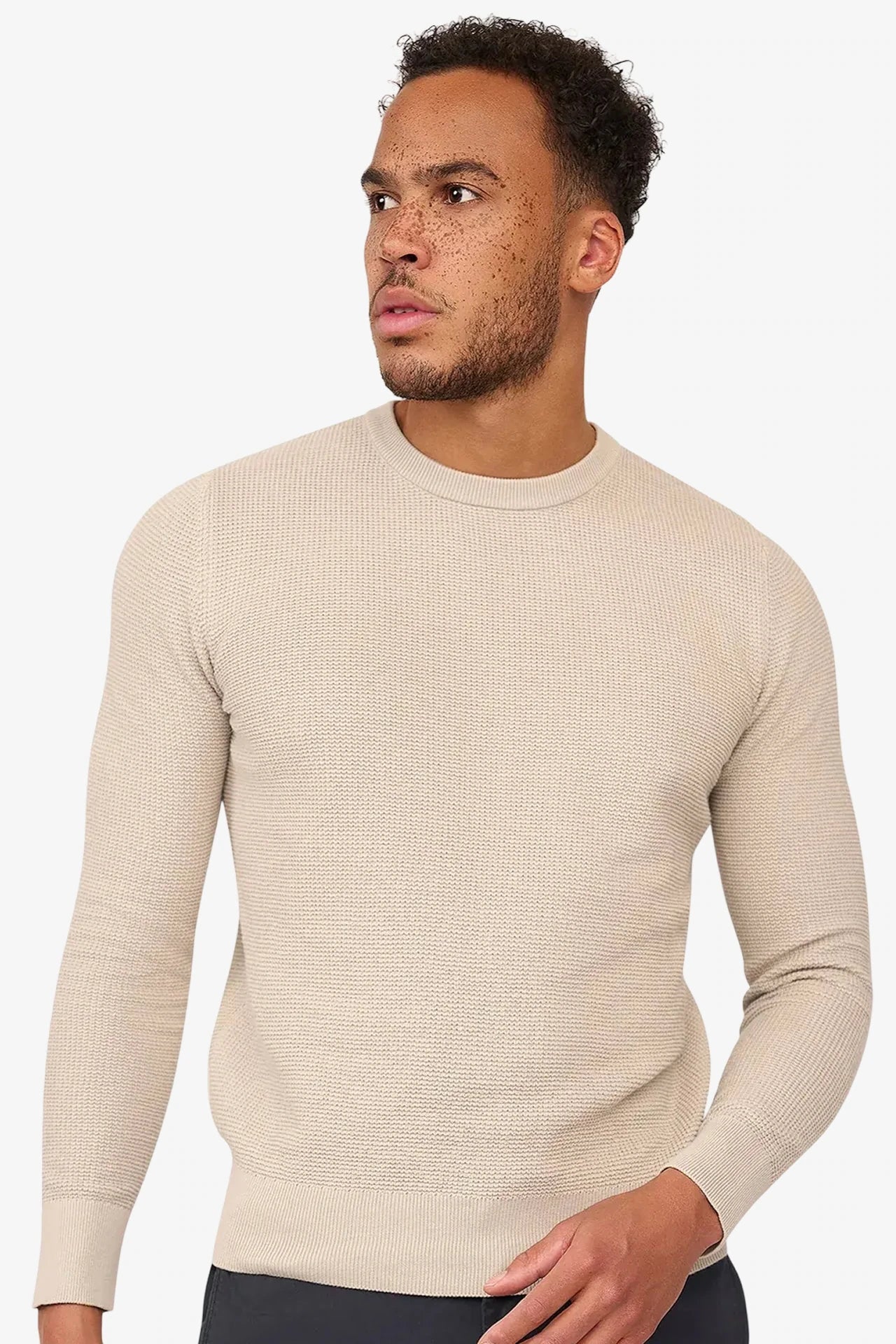 Skyline Waffelpullover Beige
