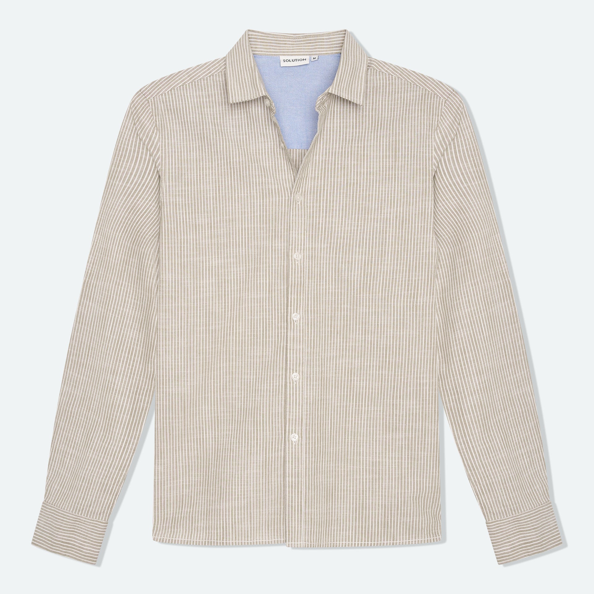 Streifenhemd Ezra Taupe/Ecru
