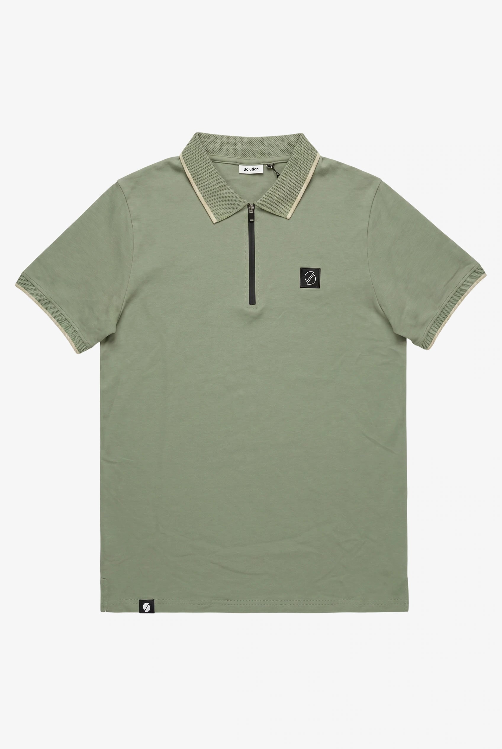 Ridge Zipper Polo Agave Green