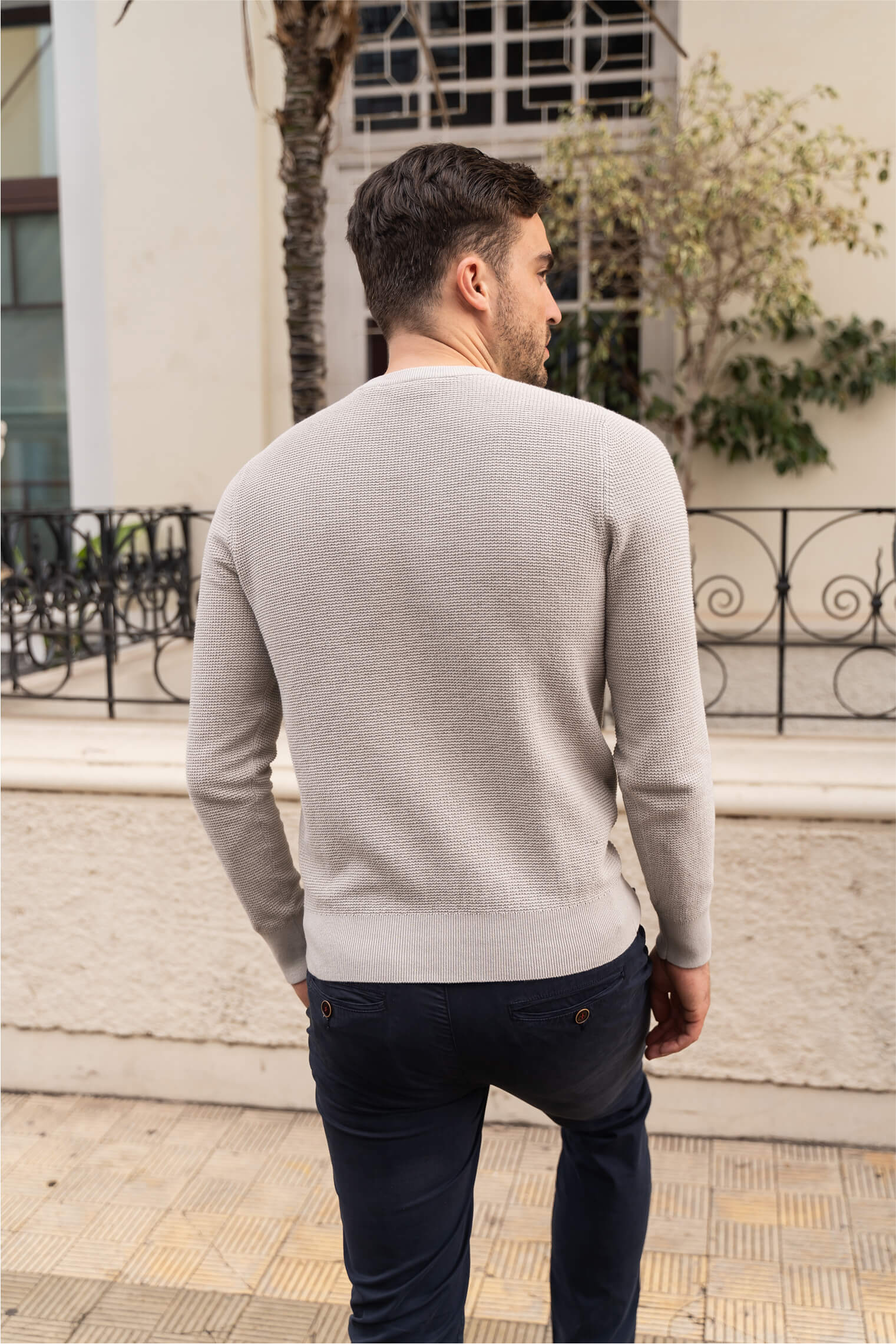 Skyline Waffelpullover Beige