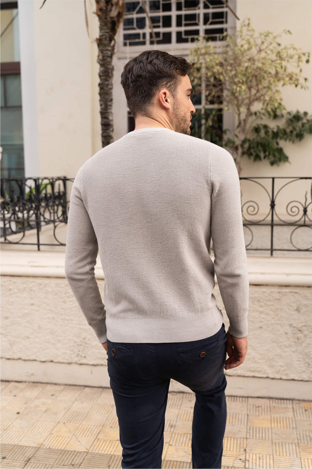 Skyline Waffelpullover Beige