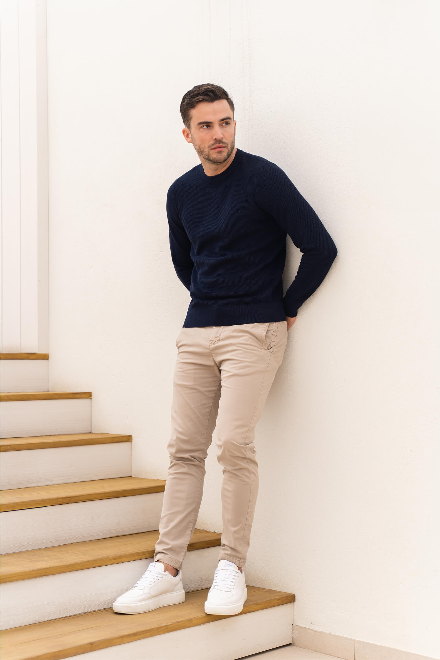 Skyline Waffle Pullover Dark Navy