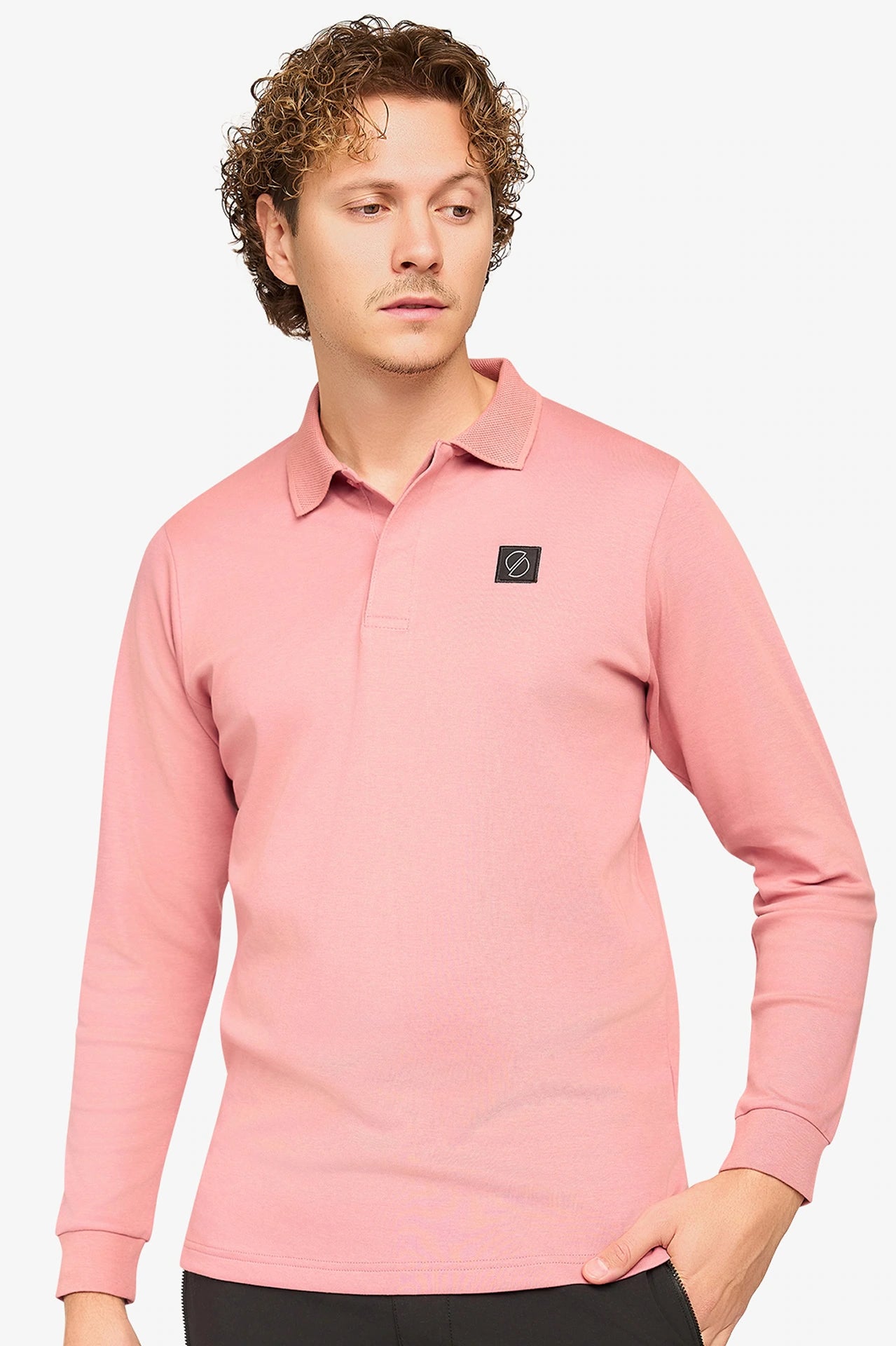 Uptown Langarm-Poloshirt in Altrosa