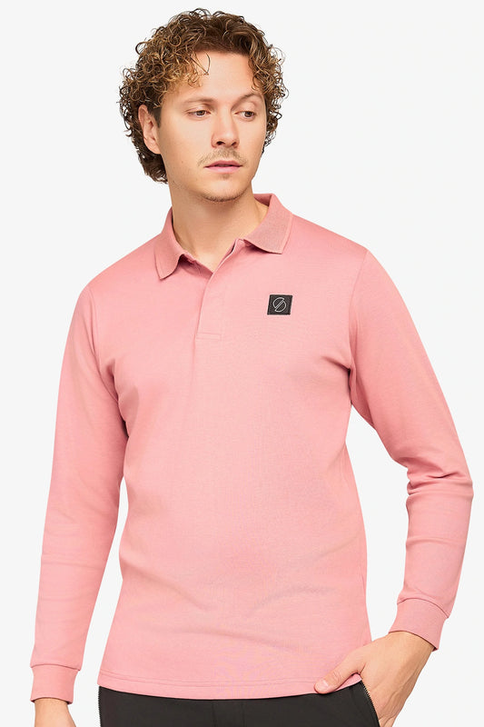 Uptown Langarm-Poloshirt in Altrosa