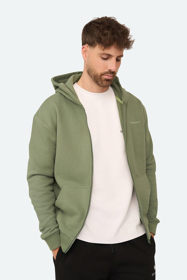 Essential Zipper Hoodie Agave Green
