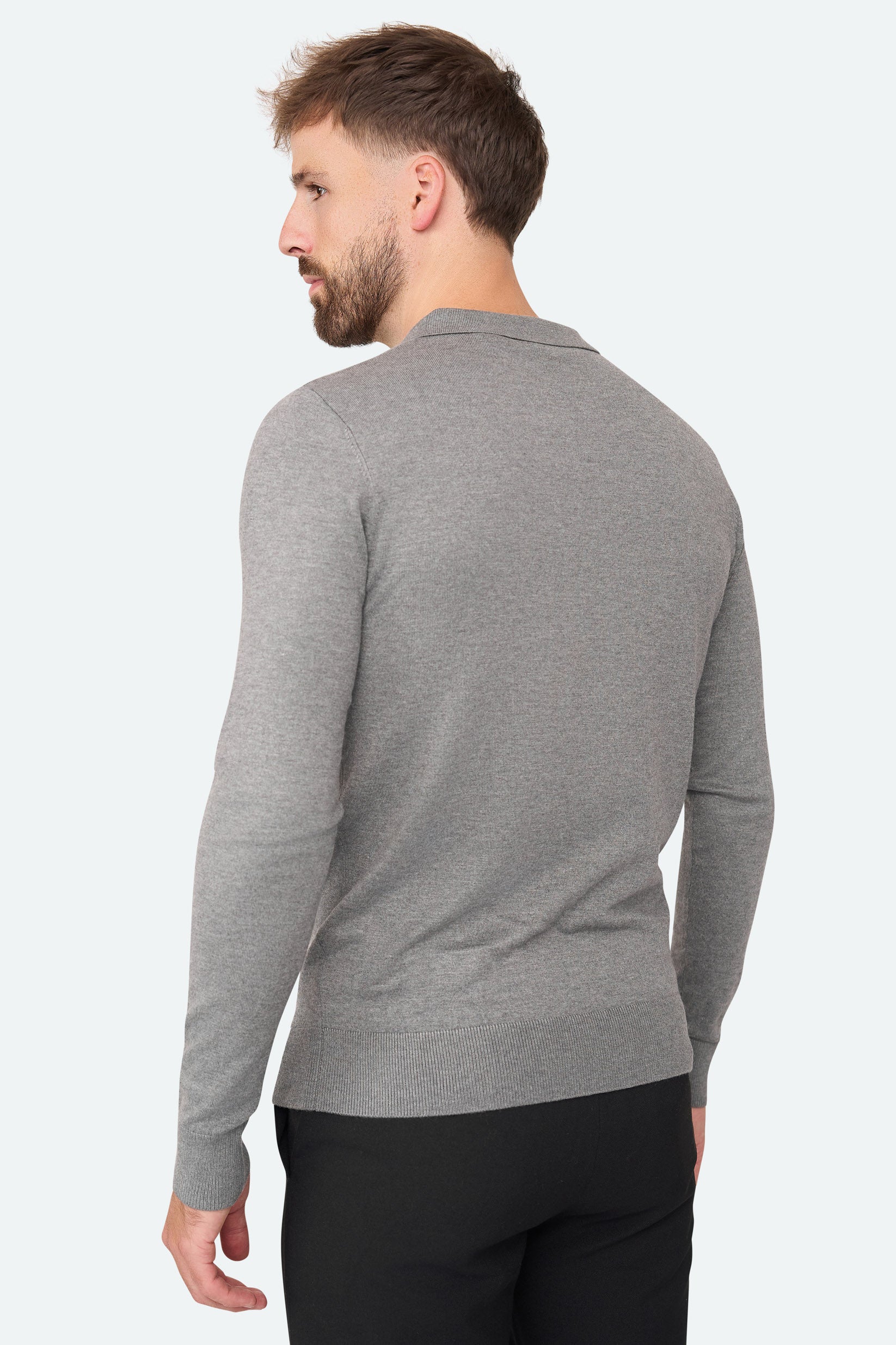 Nathan Zipper Langarm-Polo Antra Melange