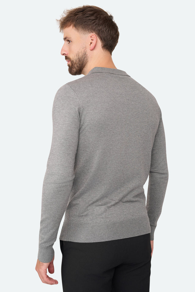 Nathan Zipper Langarm-Polo Antra Melange
