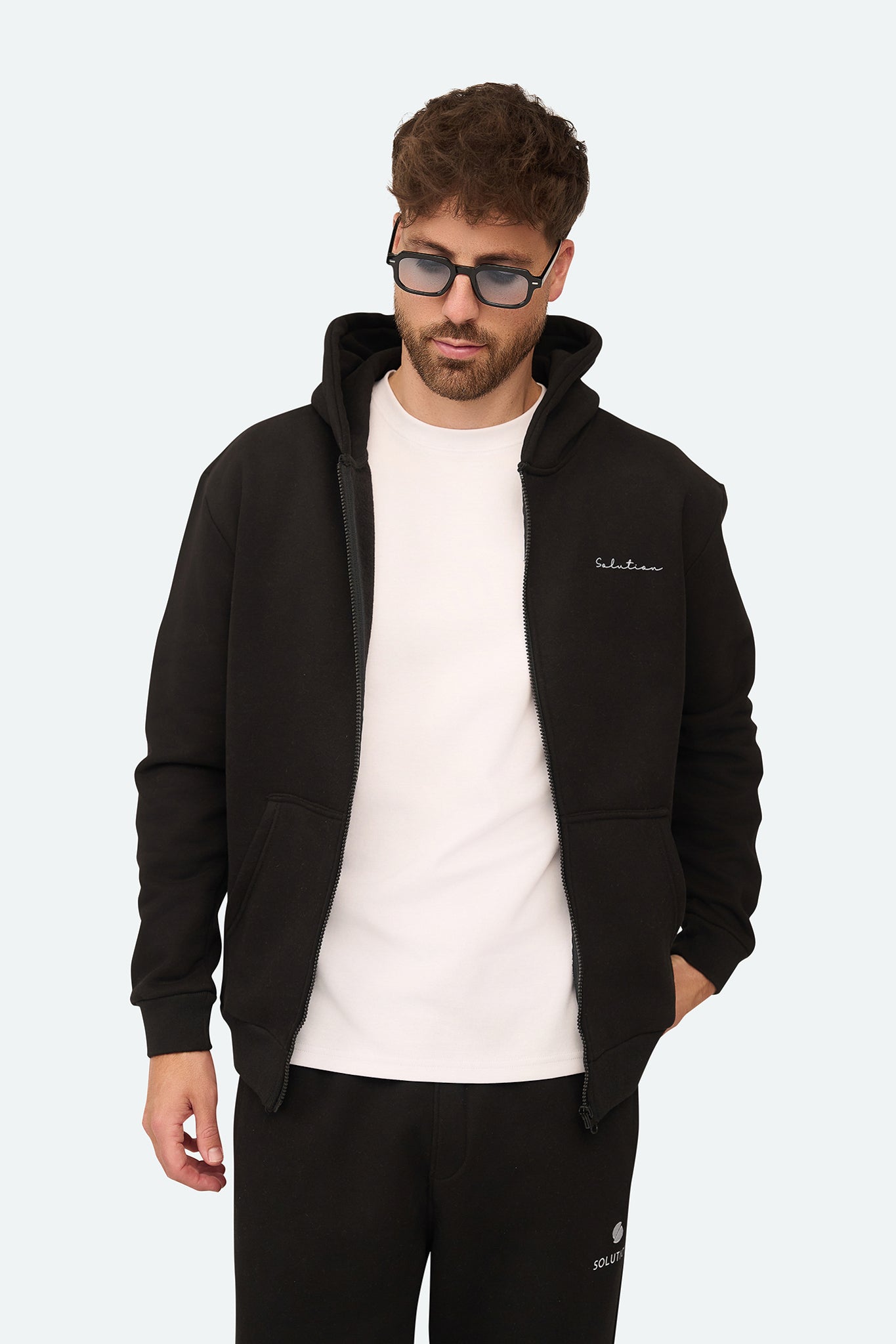 Essential Reißverschluss-Hoodie Schwarz