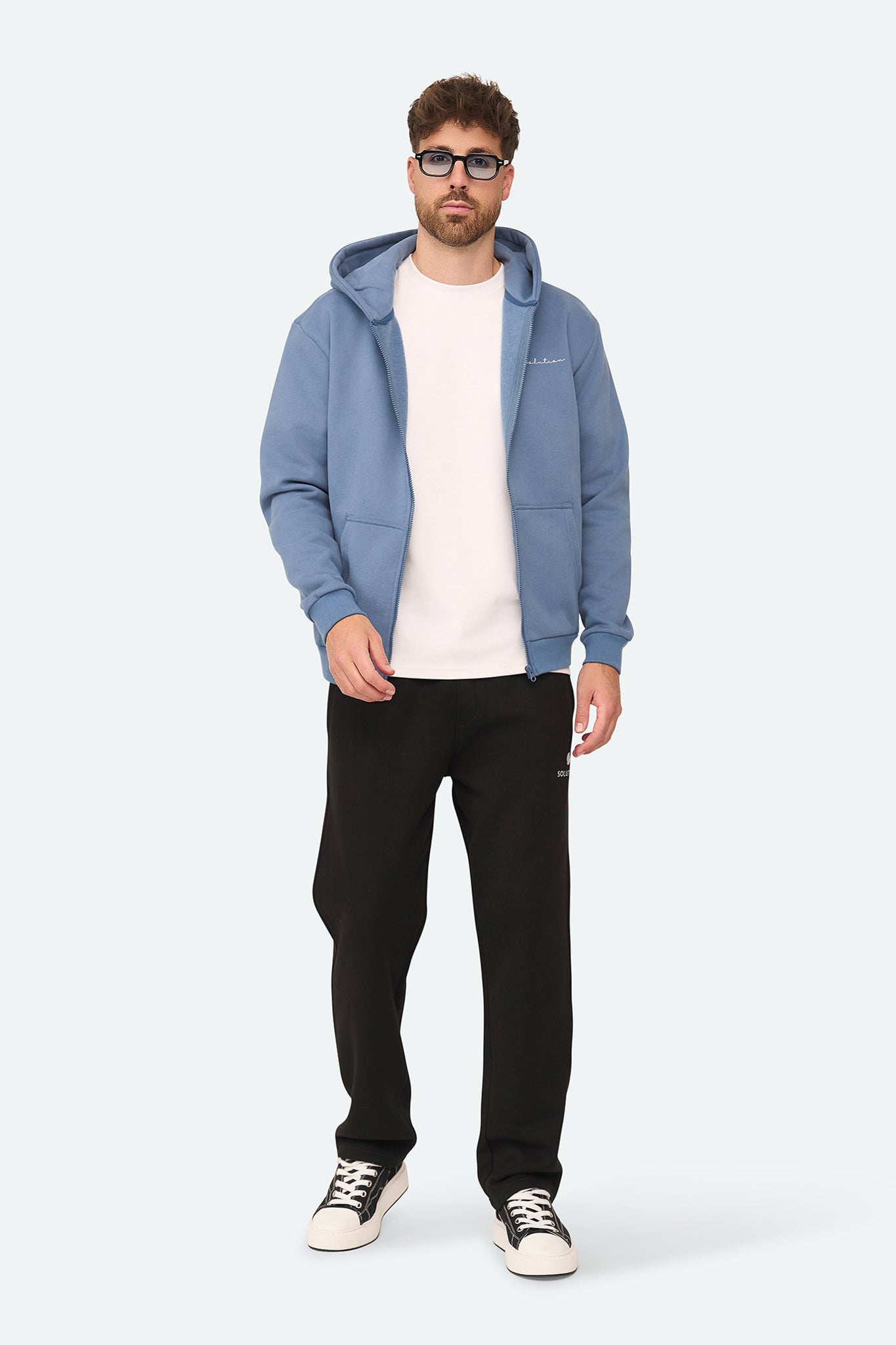Essential Zipper Hoodie Raf Blau