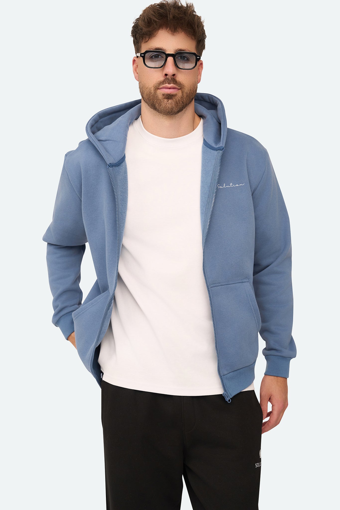 Essential Zipper Hoodie Raf Blau