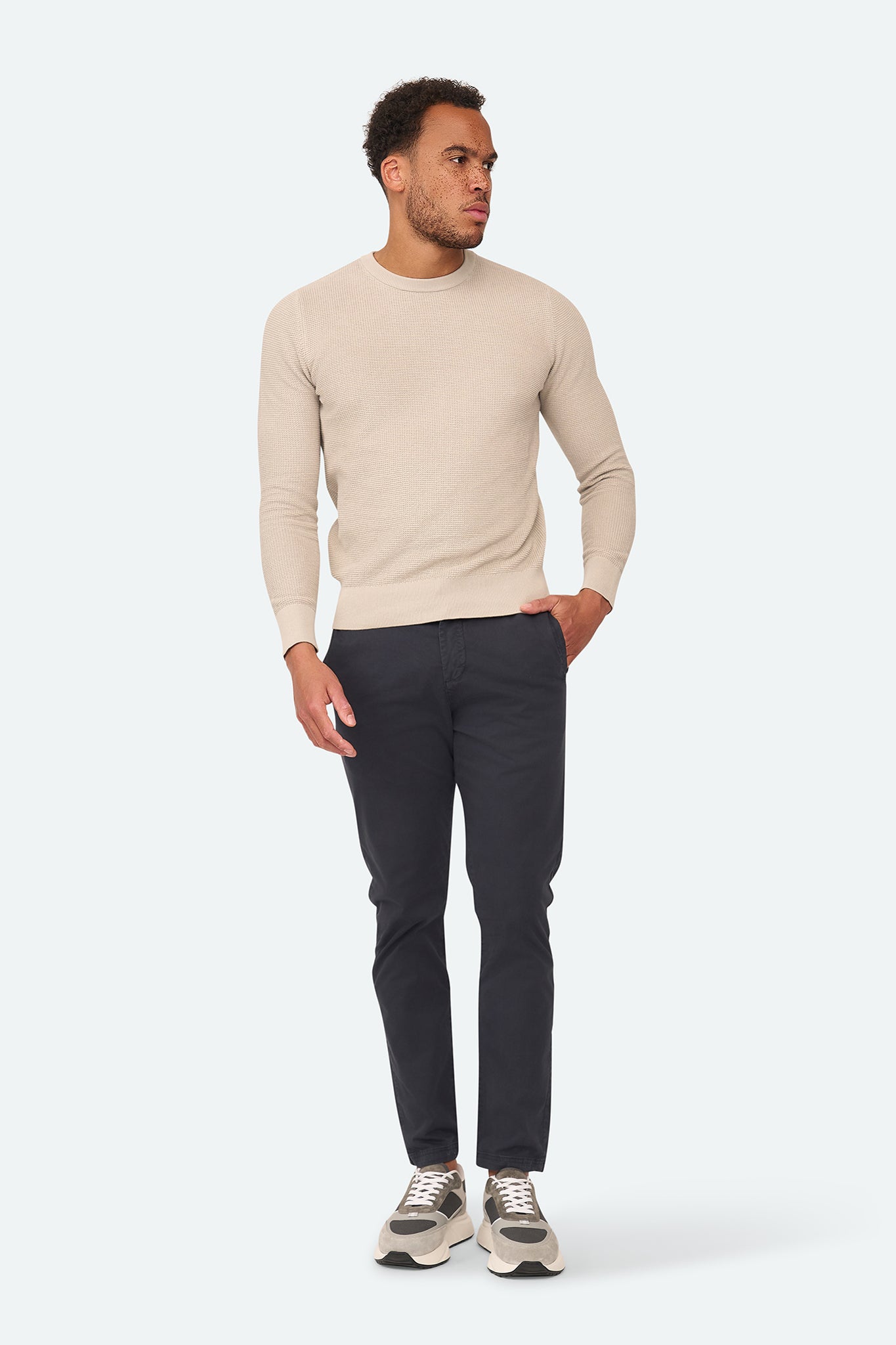 Skyline Waffelpullover Beige