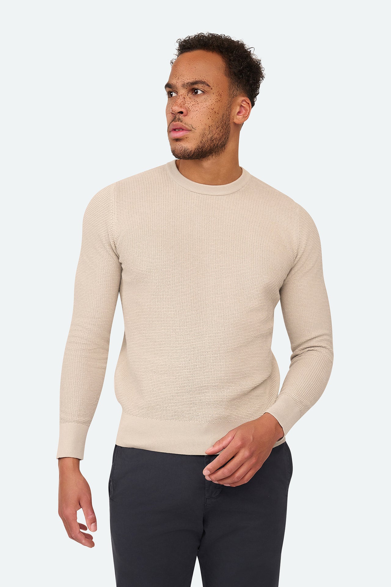 Skyline Waffelpullover Beige