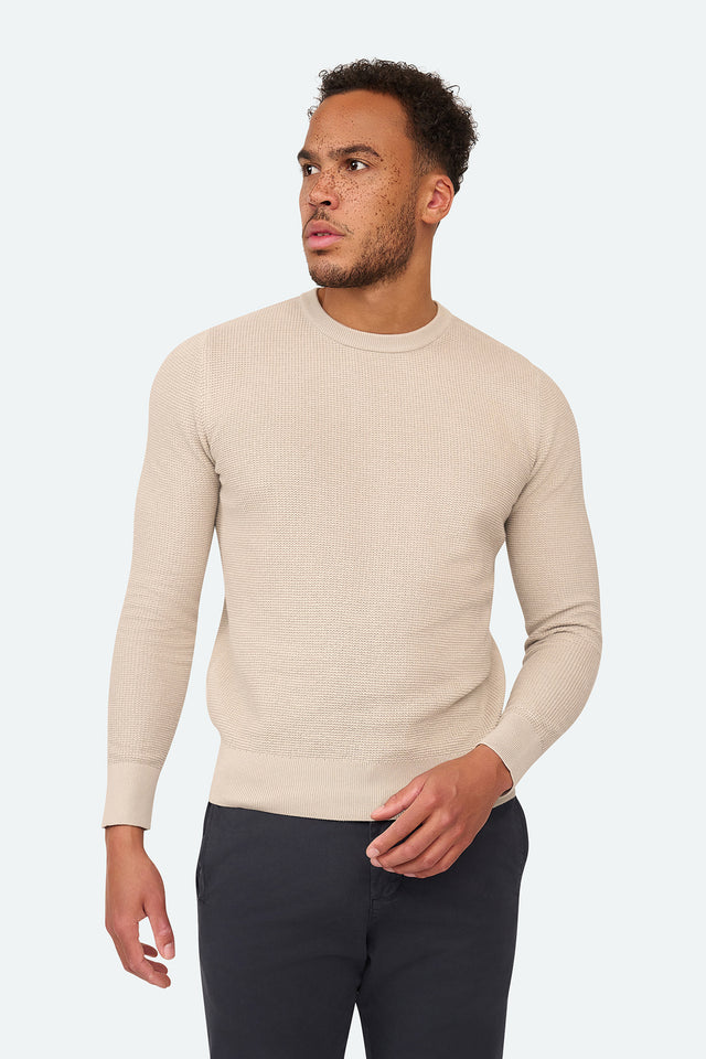 Skyline Waffelpullover Beige