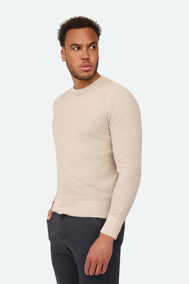 Skyline Waffelpullover Beige