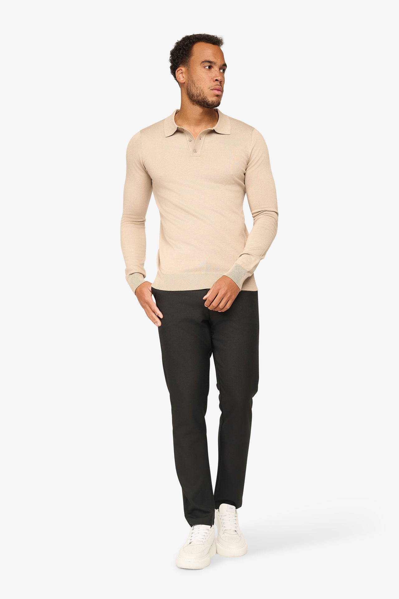 Langarmpolo Ralf Beige