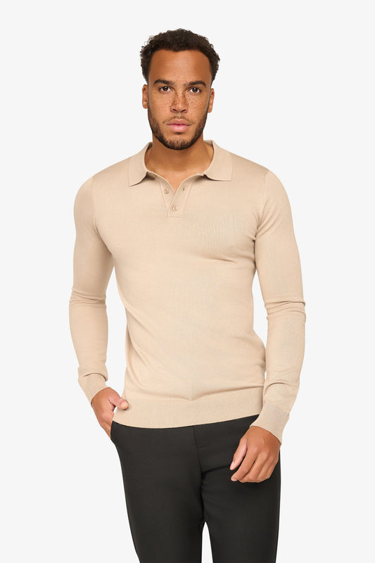 Langarmpolo Ralf Beige