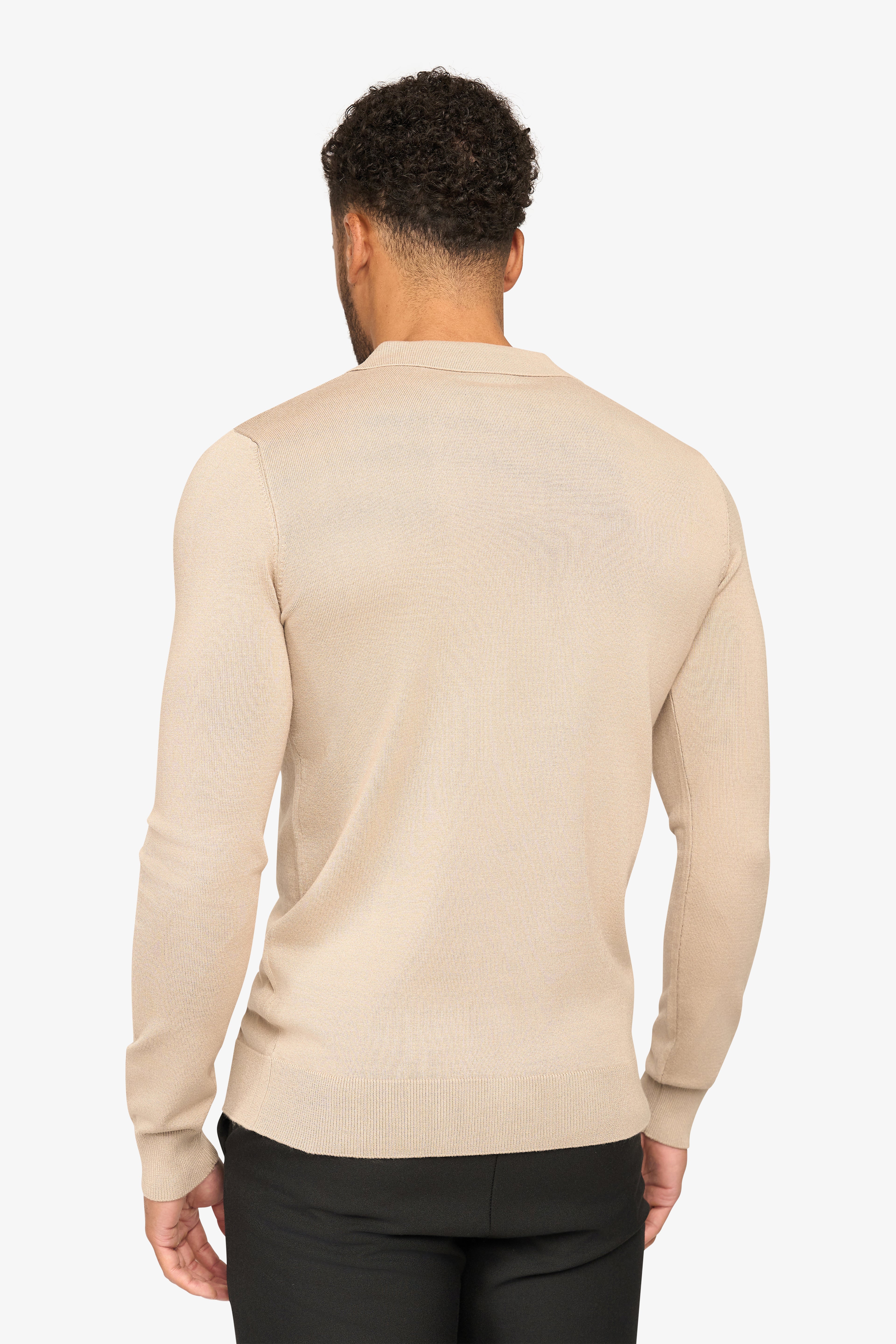 Long sleeve polo Ralf Beige