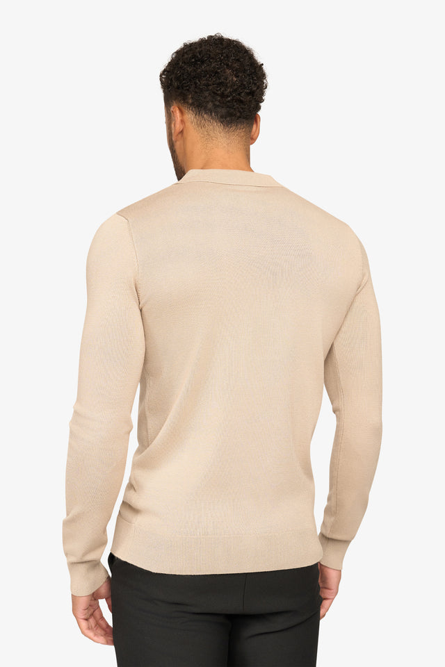 Langarmpolo Ralf Beige