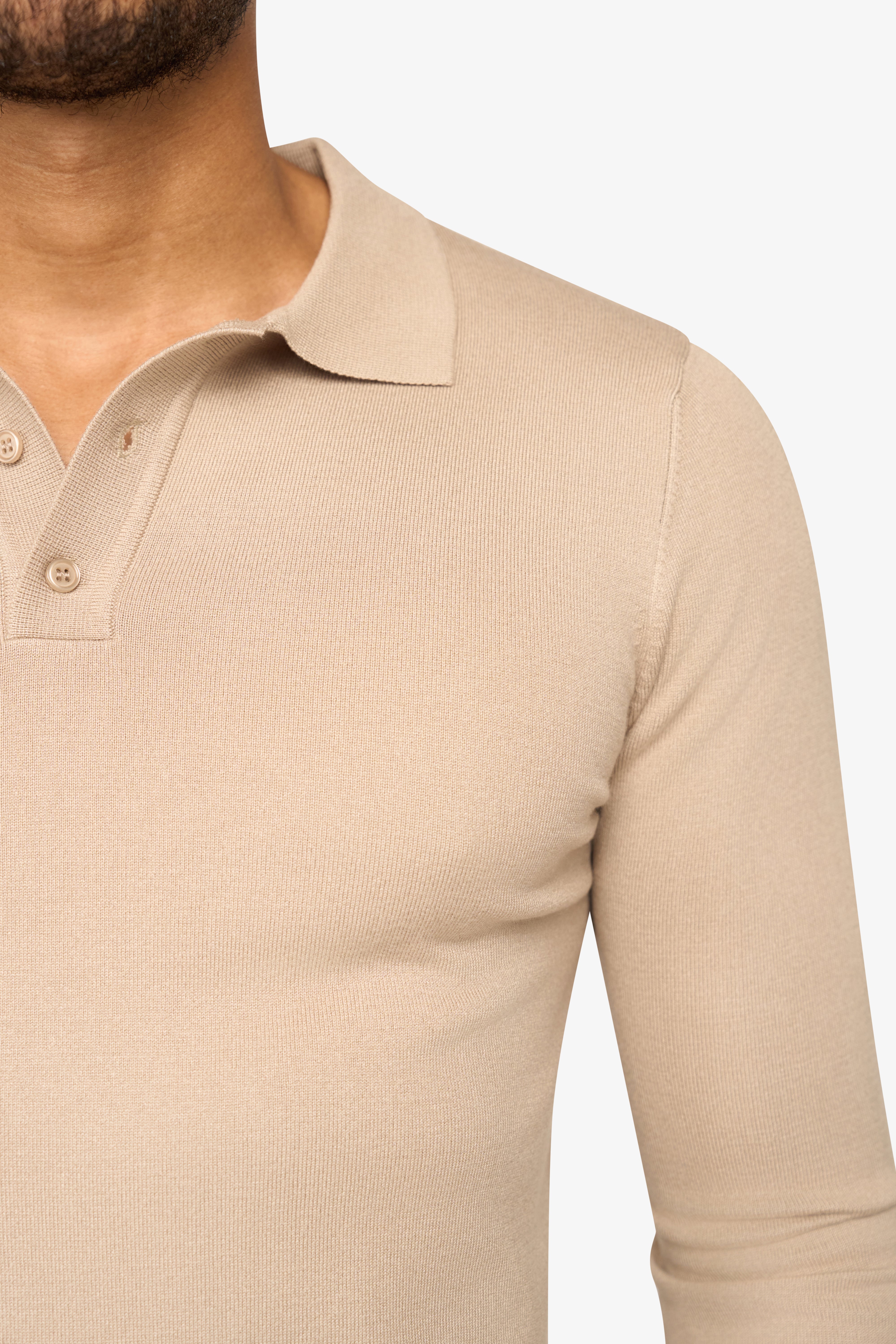 Long sleeve polo Ralf Beige