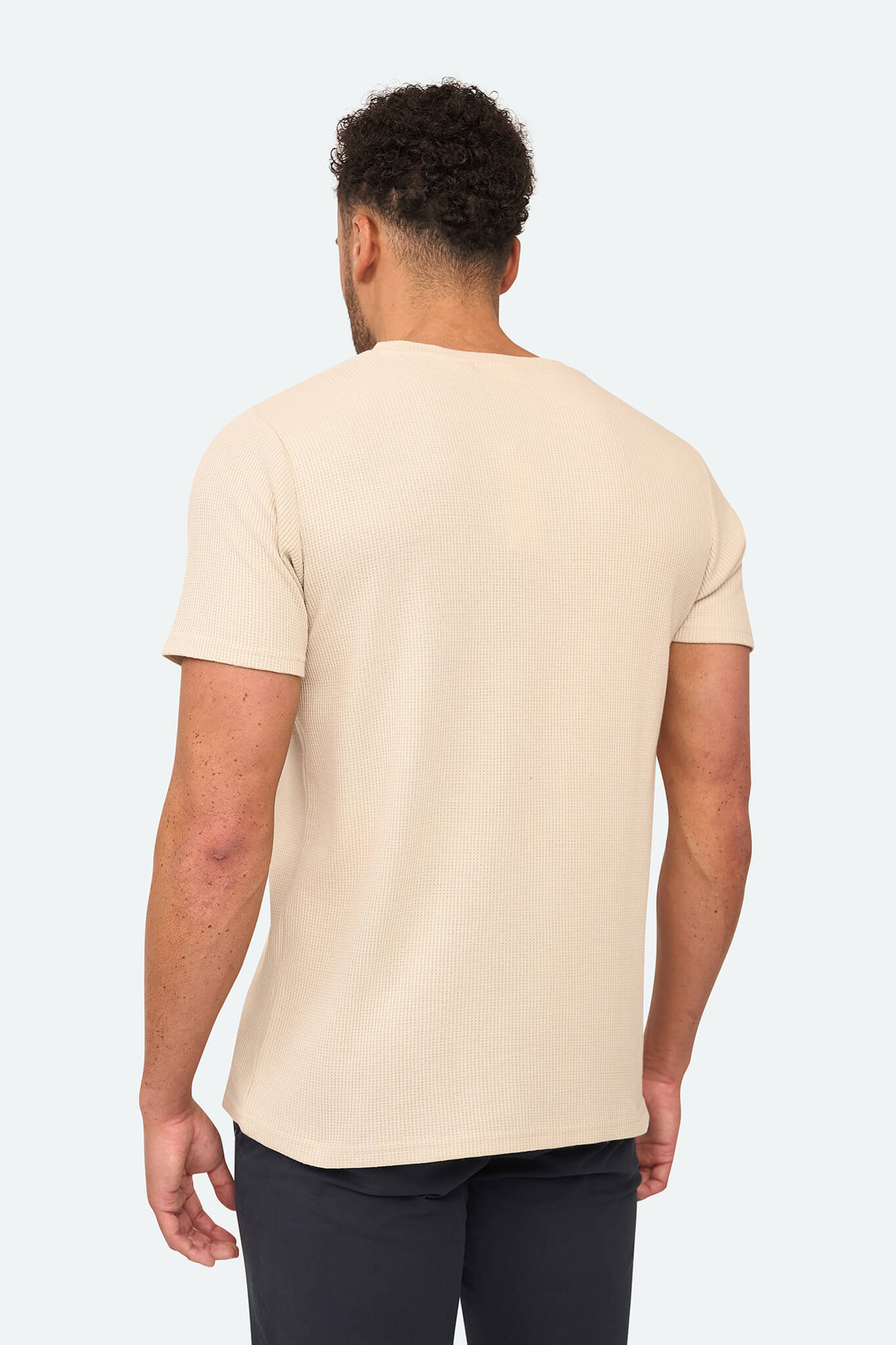 T-Shirt mit Gitter-Waffelmuster Beige