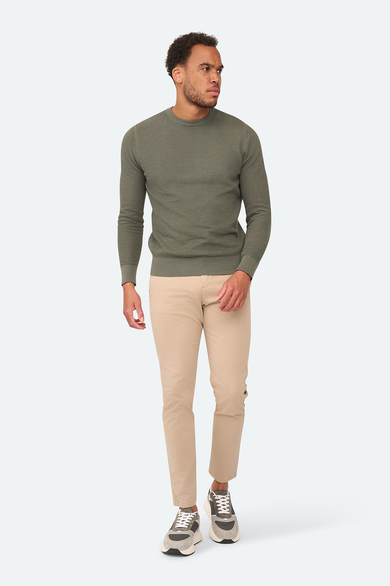 Skyline Waffelpullover Agave Grün