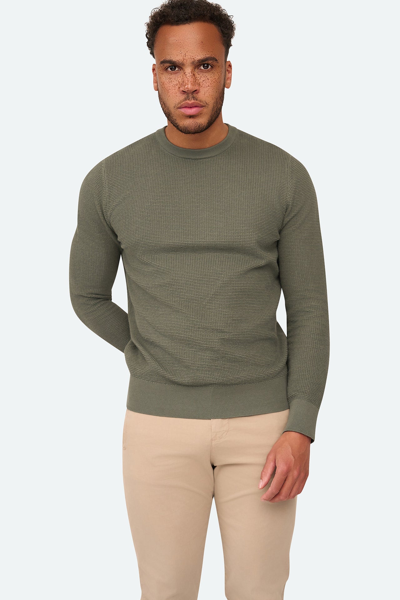 Skyline Waffelpullover Agave Grün
