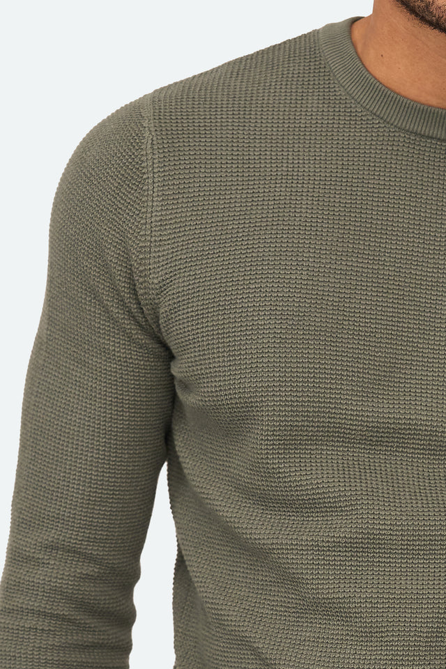 Skyline Waffelpullover Agave Grün