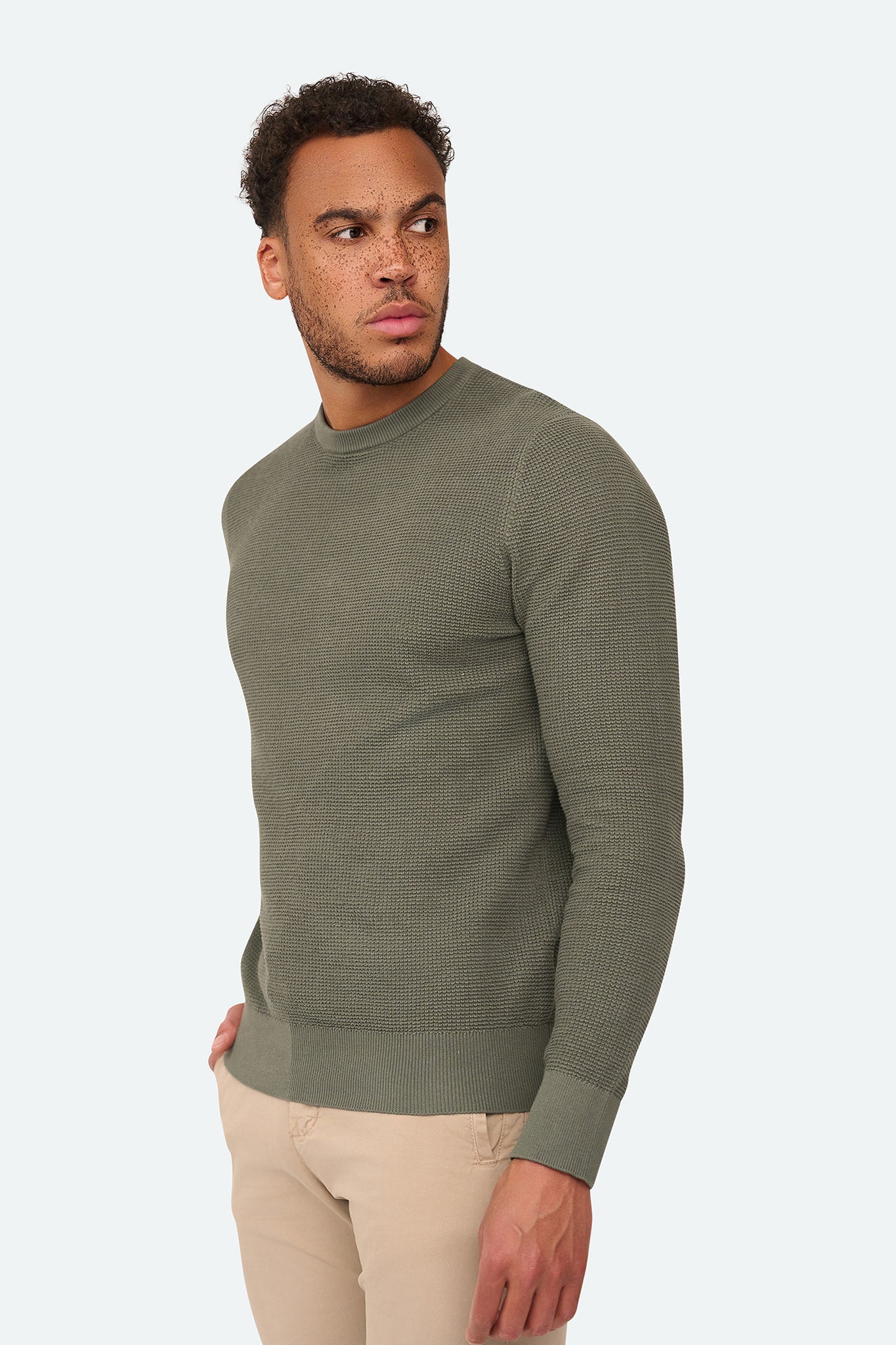 Skyline Waffelpullover Agave Grün