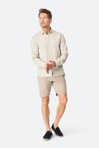 Streifenhemd Ezra Taupe/Ecru