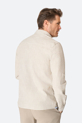 Streifenhemd Ezra Taupe/Ecru