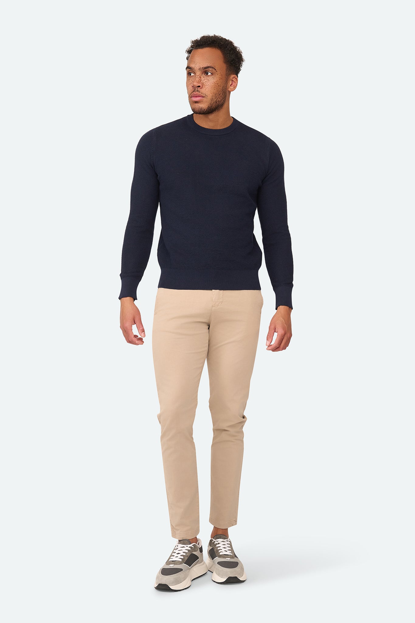 Skyline Waffle Pullover Dark Navy