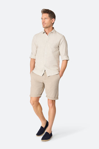Streifenhemd Ezra Taupe/Ecru