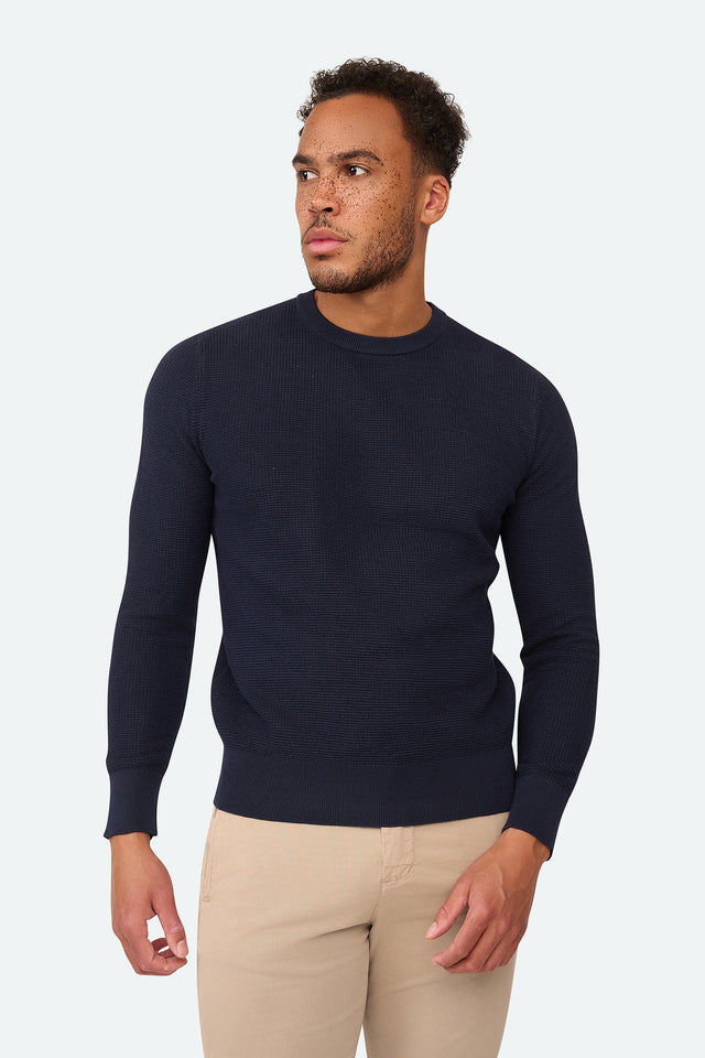 Skyline Waffelpullover Dunkelmarine