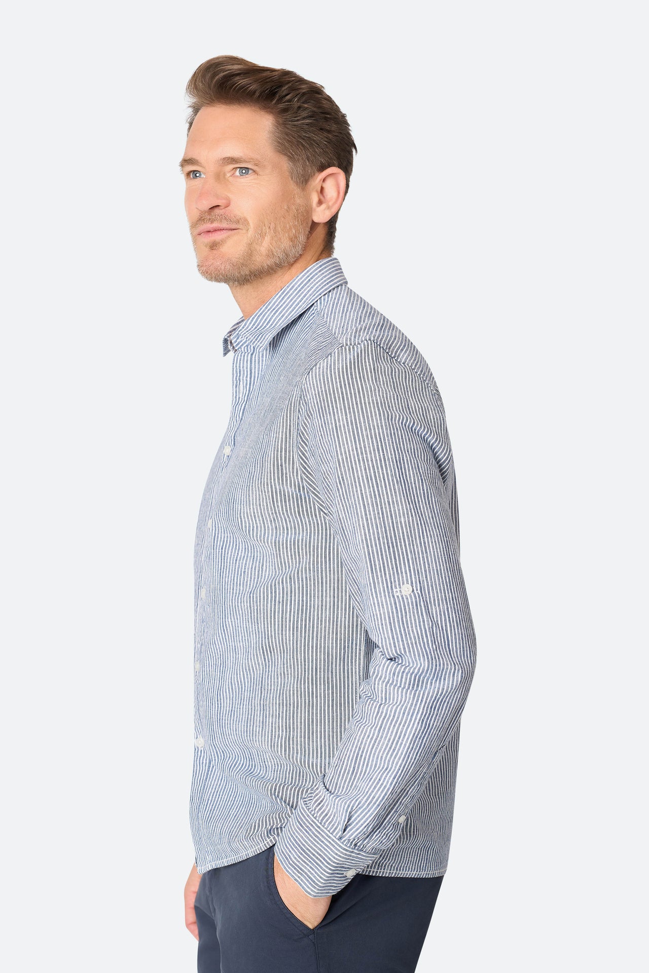 Streifenhemd Ezra Blue/Ecru