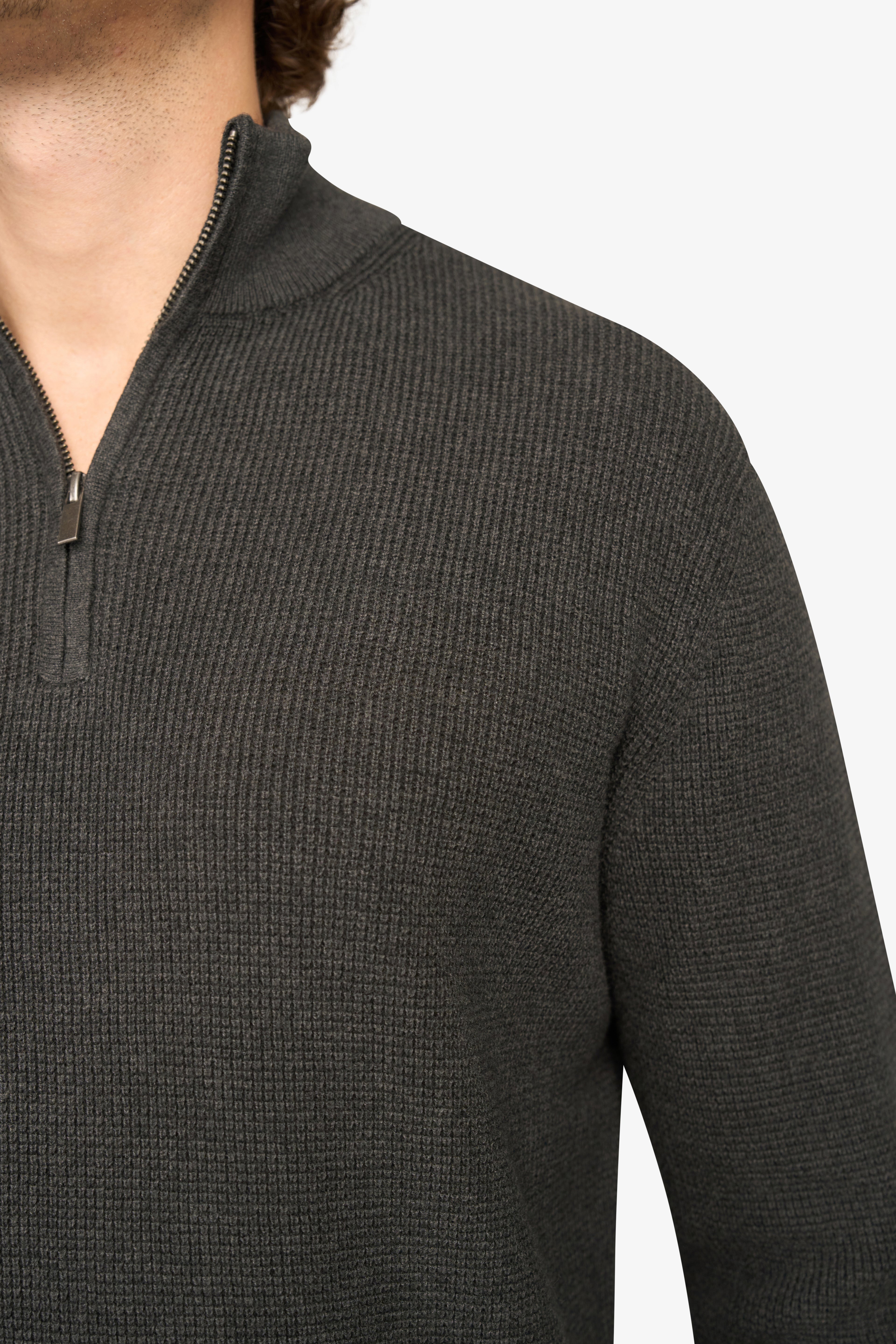 Peak Waffle Zipper Pullover Anthrazit
