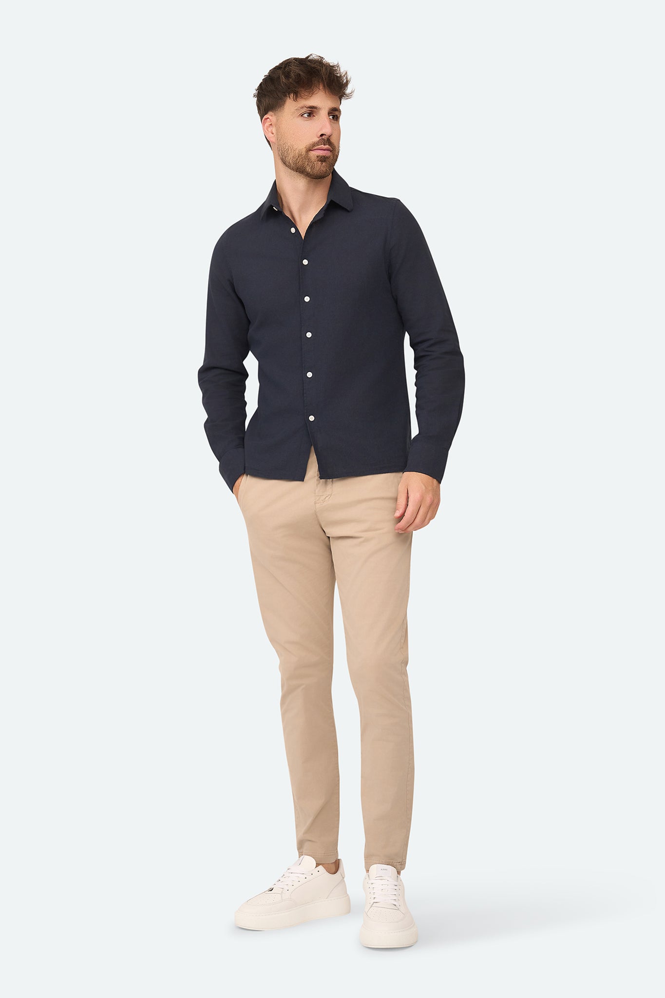 Leinenhemd Lean Navy