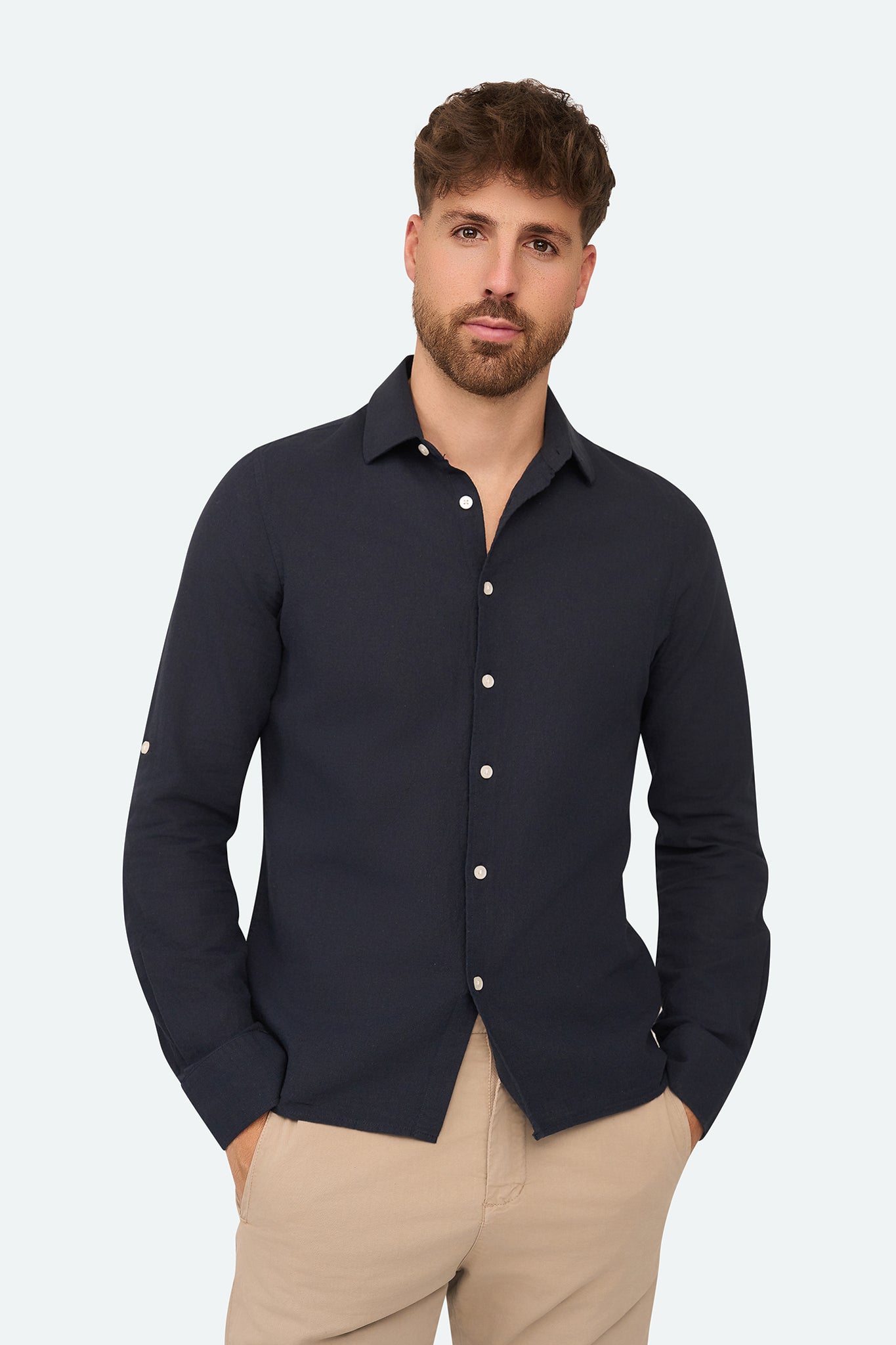 Leinenhemd Lean Navy