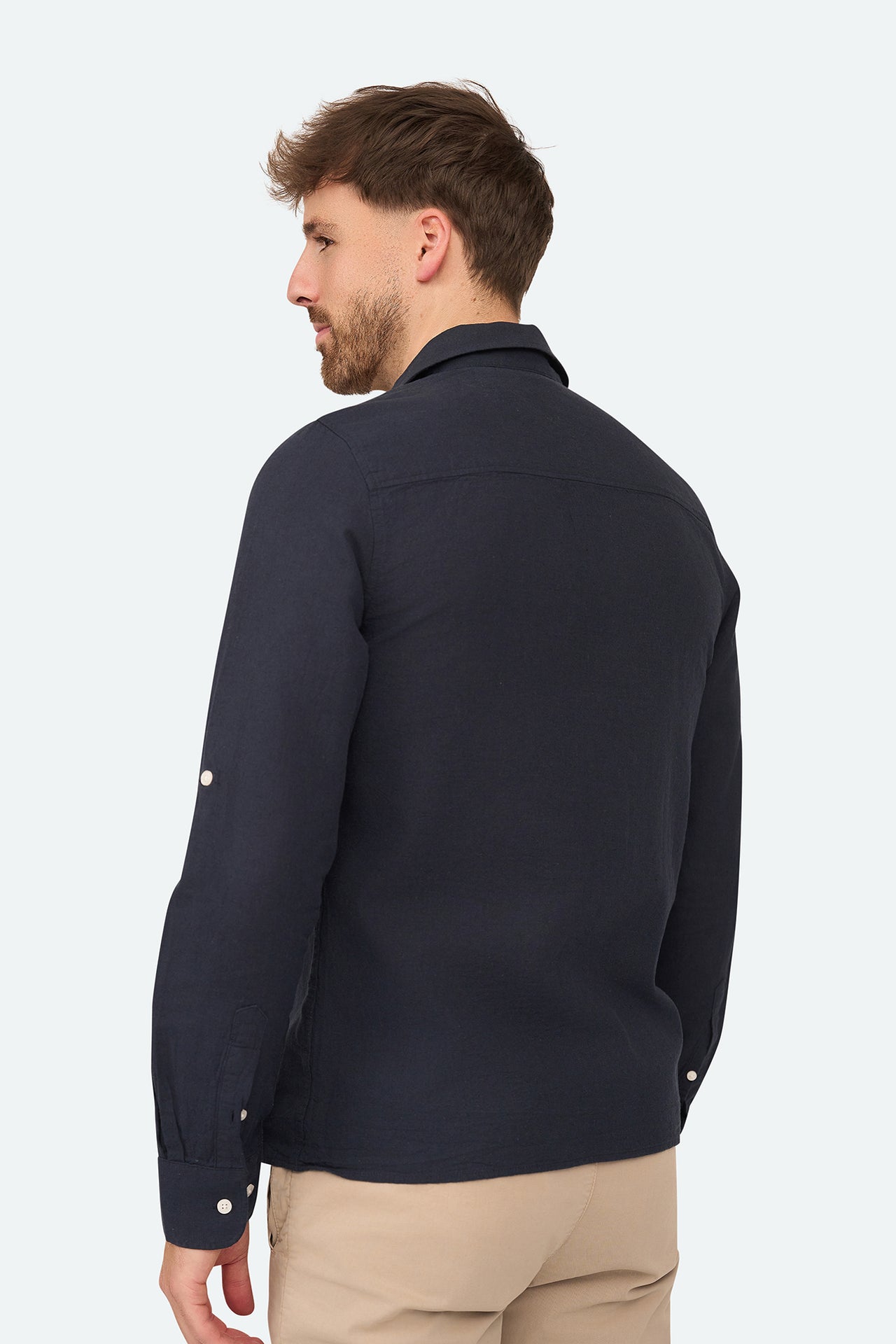 Leinenhemd Lean Navy