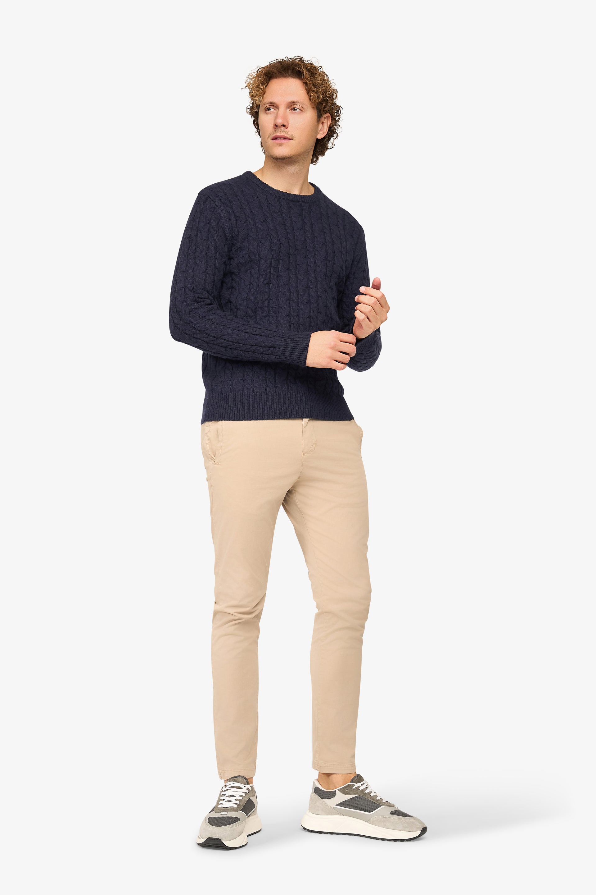 Loom Zopfmusterpullover Marineblau