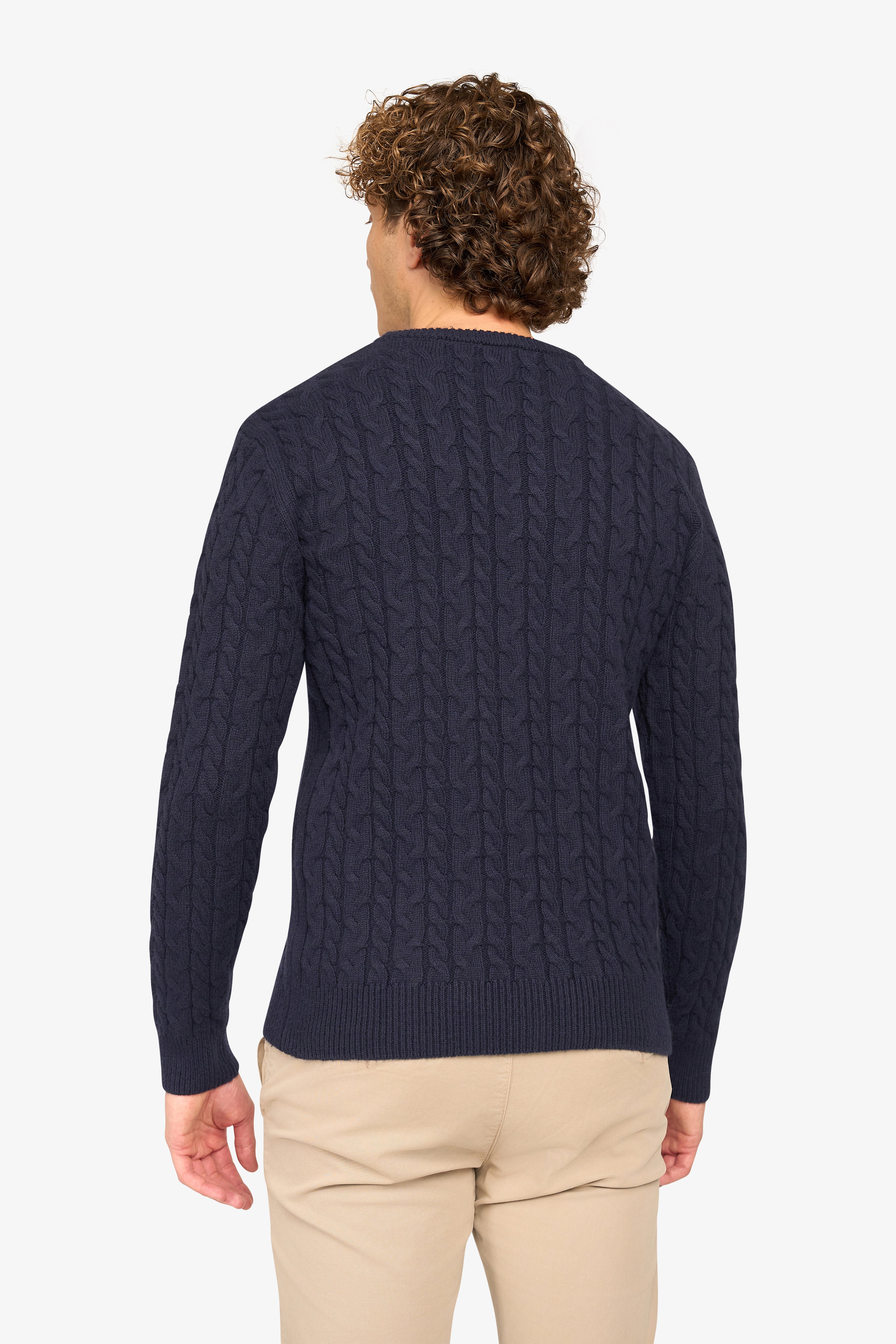 Loom Zopfmusterpullover Marineblau