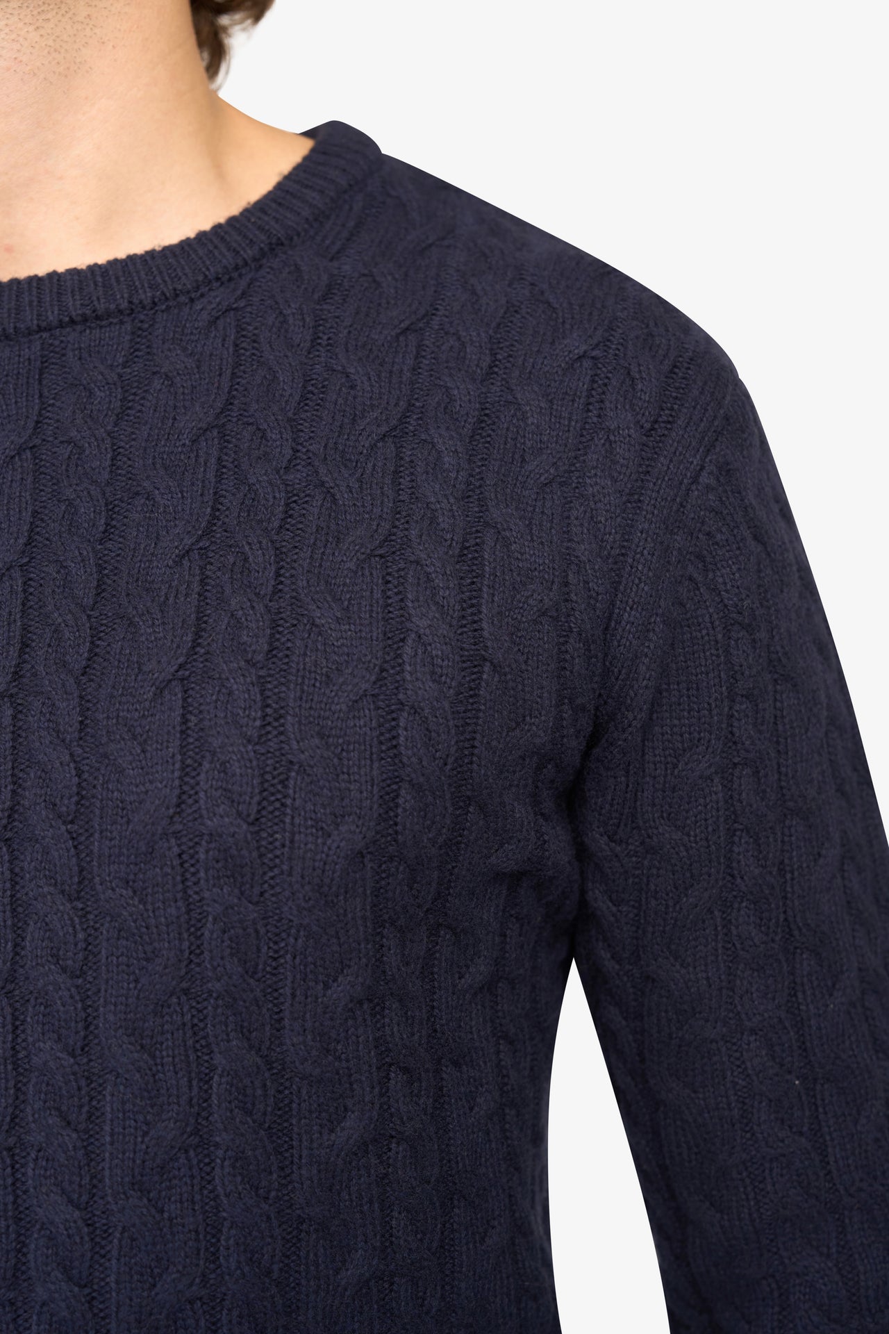 Loom Zopfmusterpullover Marineblau