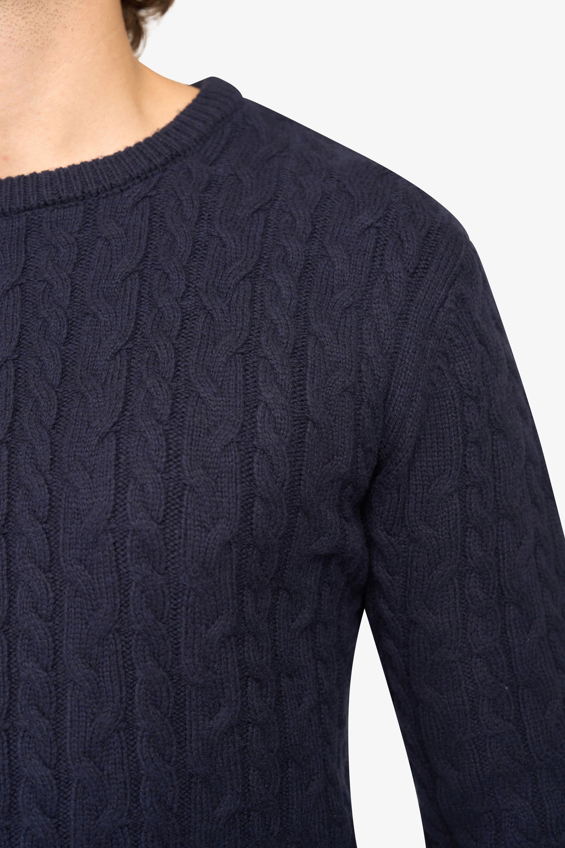 Loom Zopfmusterpullover Marineblau