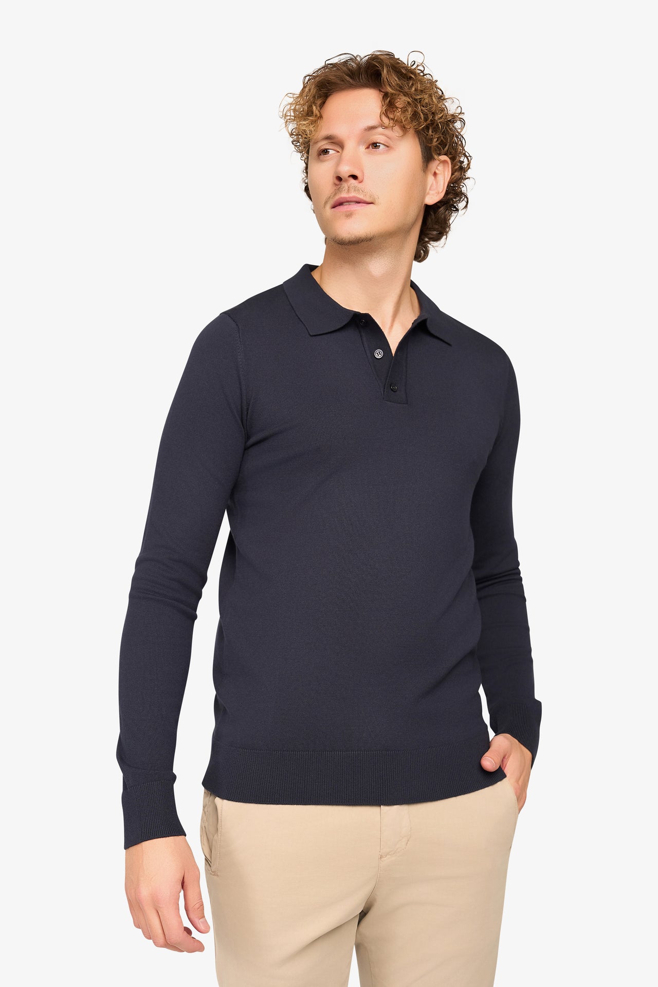 Langarm-Poloshirt Ralf Dark Navy