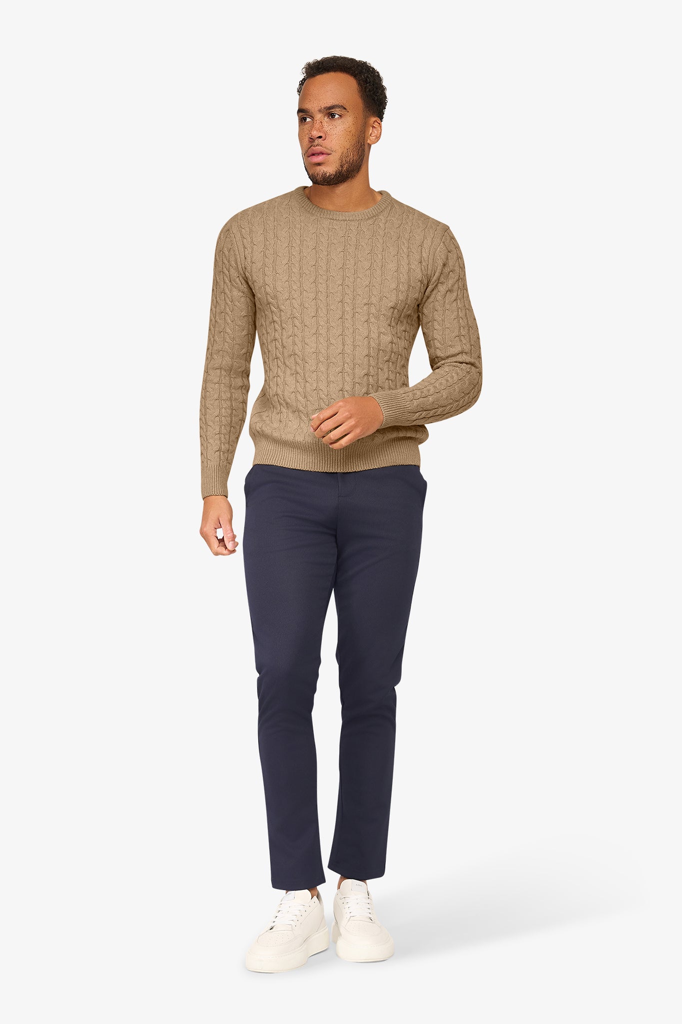 Loom Zopfmusterpullover Beige