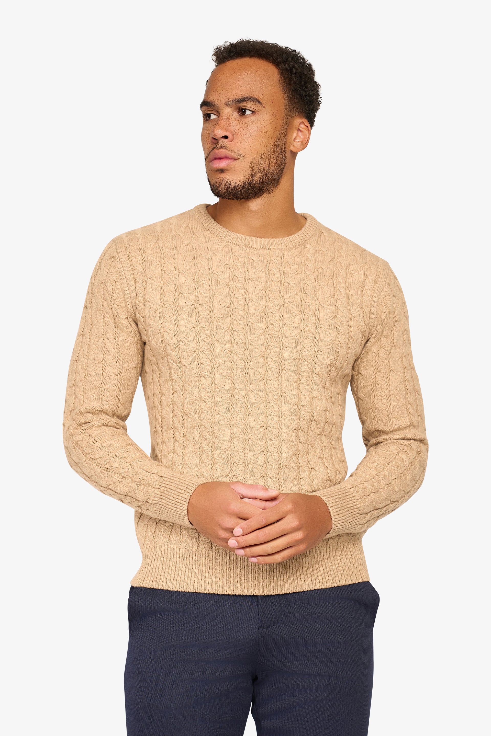 Loom Zopfmusterpullover Beige